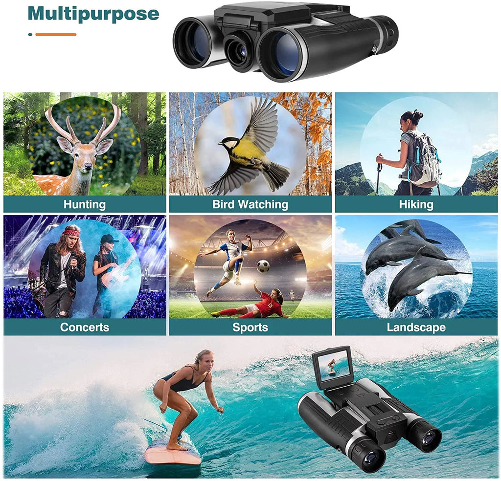 Camera 32GB 12X Watching for Video Binocular Photo with 5M Bird LCD Digital Football Zoom 2" Concert Camcorder Recorder Camonity Game