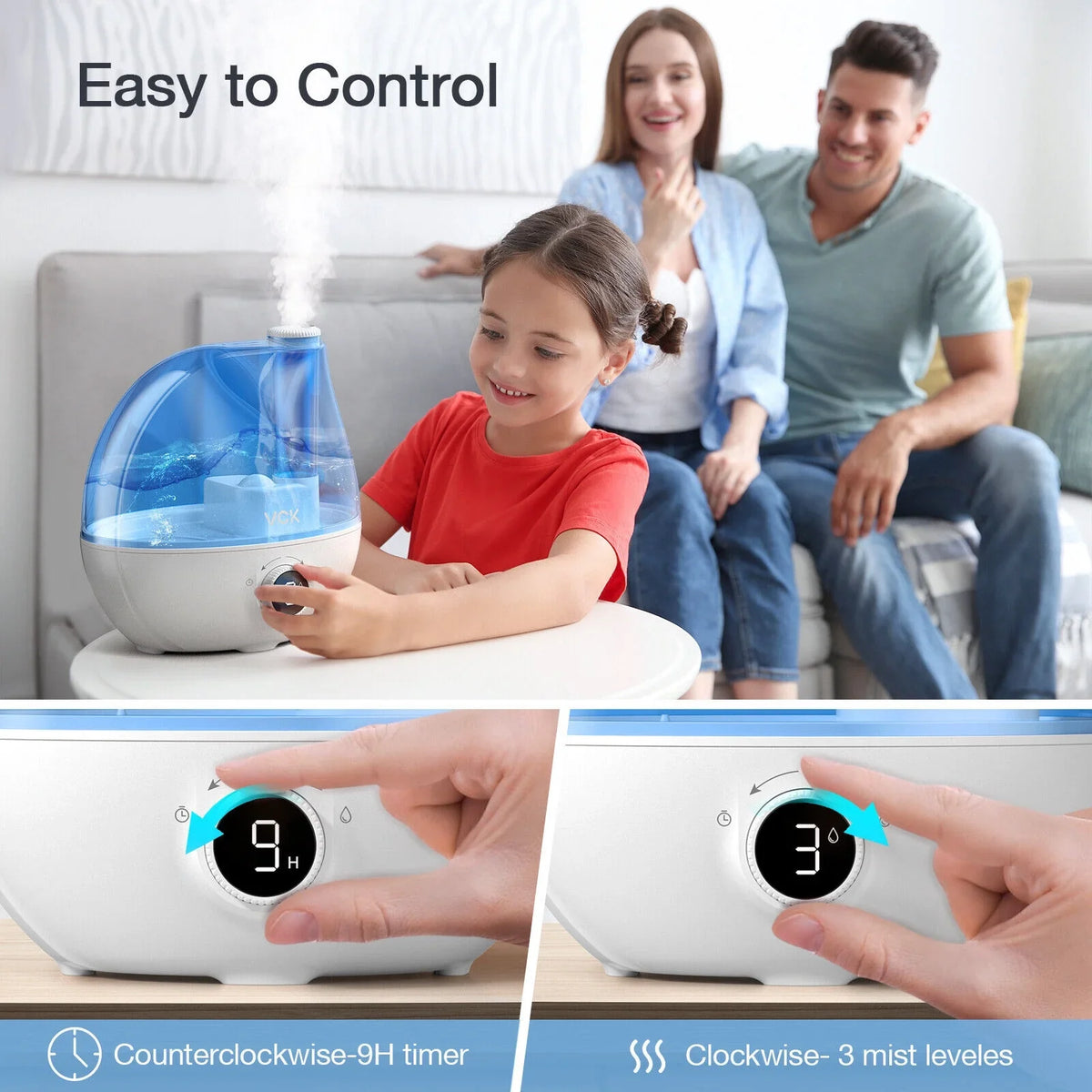 Rotation for for 24 Large 2.3L Indoor Room Baby Auto Hours Plants, Nozzle Mist Home Bedroom, Humidifier, 360° Run Cool 3 Use VCK Time, Quiet Air Mist Levels, Ultrasonic Nursery, Shut-Off, Humidifiers