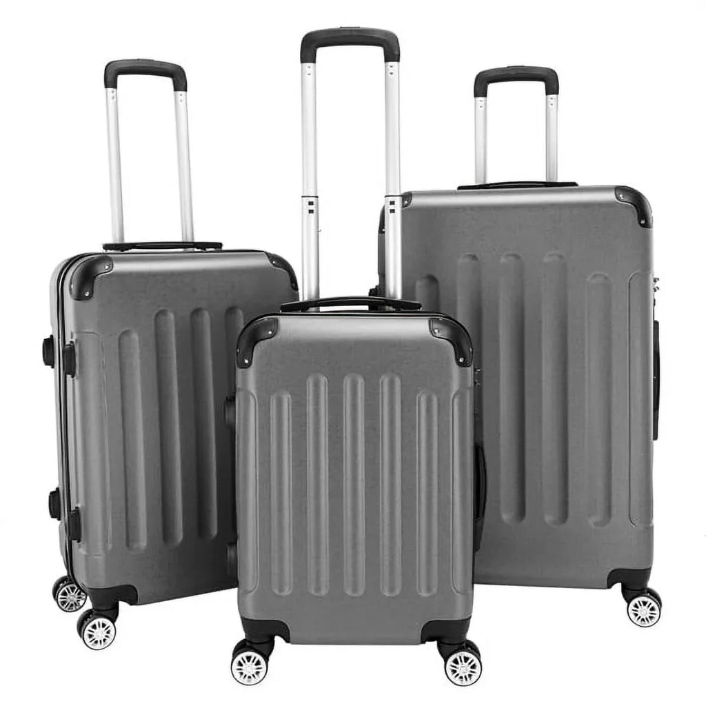 28" - Lightweight Gray / Set 24" Portable ABS 20" Case Trolley Dark Suitcase 3-in-1 / Travel