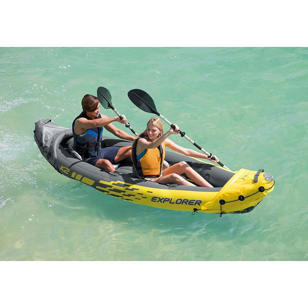 Kayak Air and Pack) Inflatable Explorer 2 (3 Person Yellow Intex K2 Pump, Set