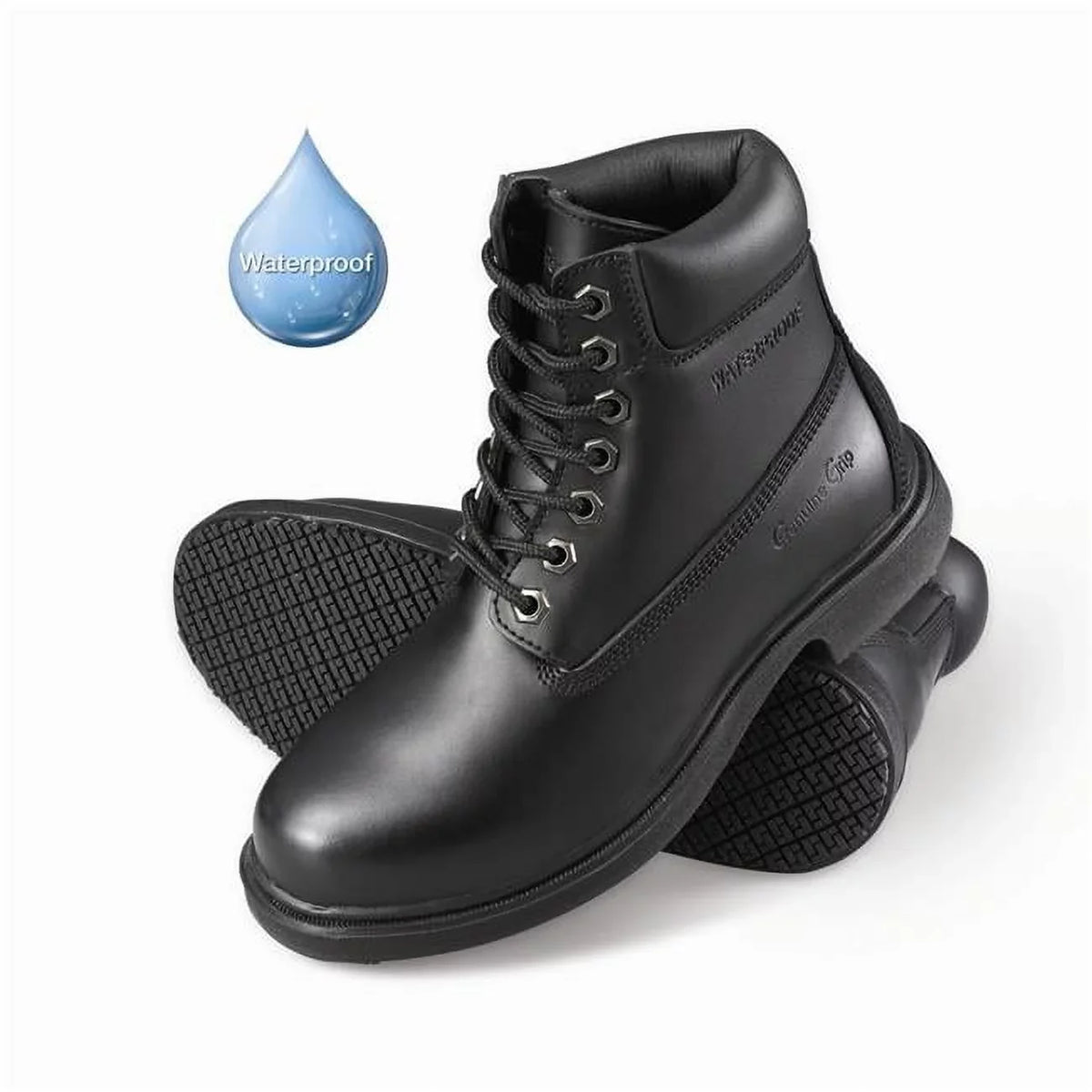 8.5 dimension Waterproof Grip Toe - Soft Slip-Resistant 6 Genuine Work Black Boot Womens Wide in.