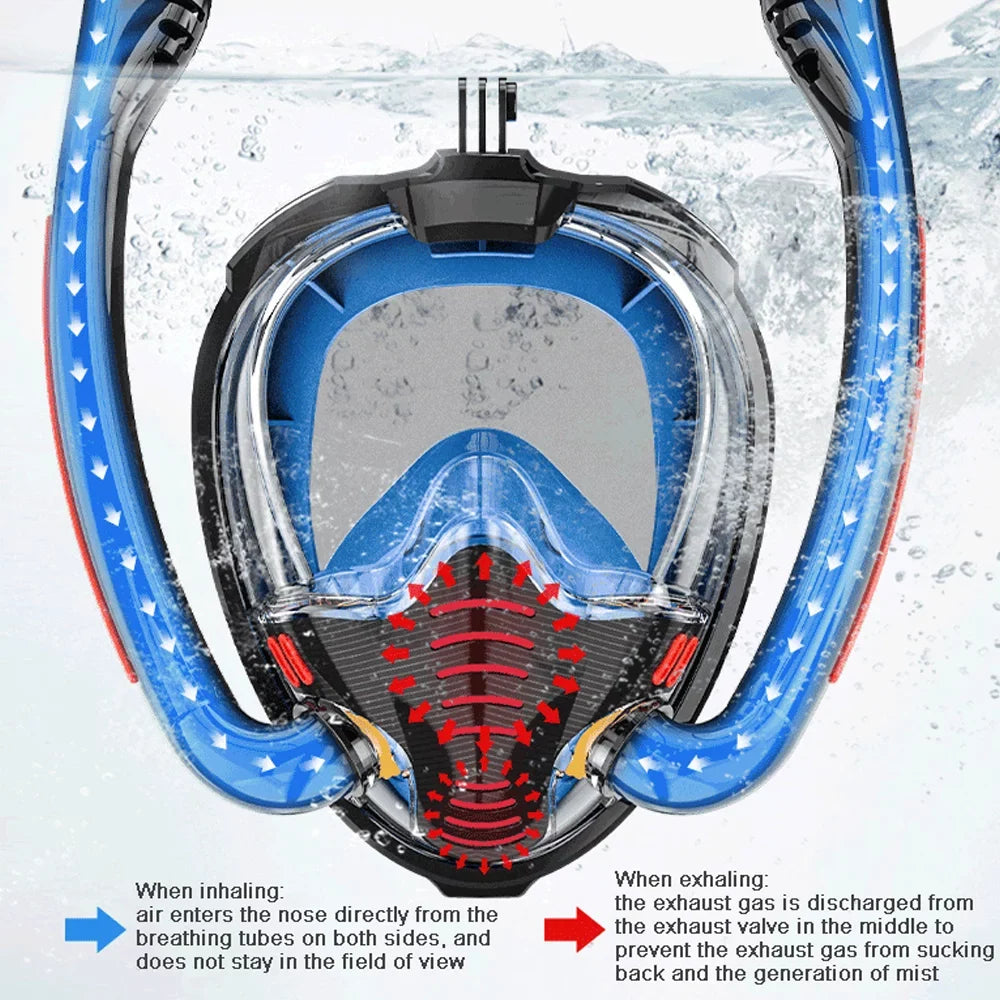 Full for Diving Goggles Tube Silicone Drying Snorkeling Double Snorkeling Diving Mask