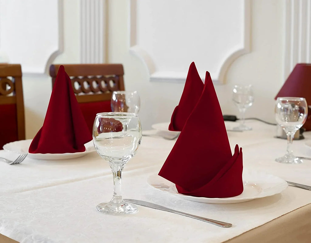 Burgundy Reusable Napkins Table Blend Parties Pack, Kitchen and 18x18 Dinner Cotton Event Washable and Restaurant, Cloth Burgundy Lunch, [12 Hotel, Inch] 18x18 Inch for Utopia Napkins Weddings,