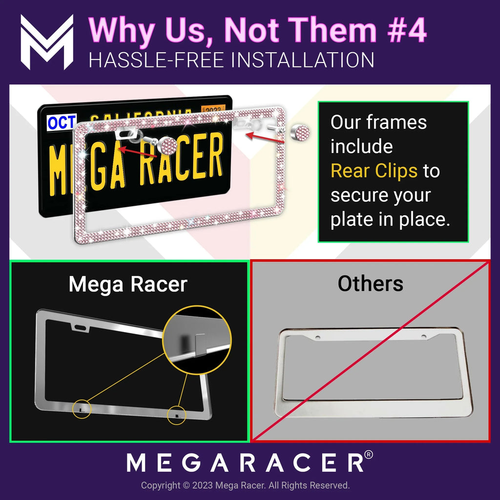 Mounting Rhinestones, Mazda Holes Pink Screws, Plate Diamond Sparkly Mega Car 23 Frames Mazda CX-50 Frame CX-50 2 with Racer 2023 License License Plate Bling