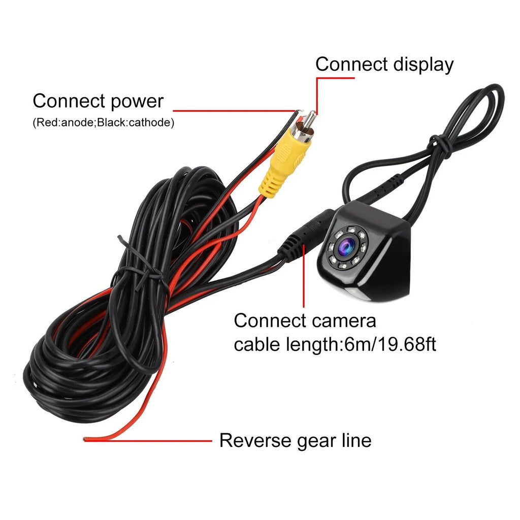 Night Vision Reverse Rear View Parking Waterproof HD 8LED Car Camera Backup 170°