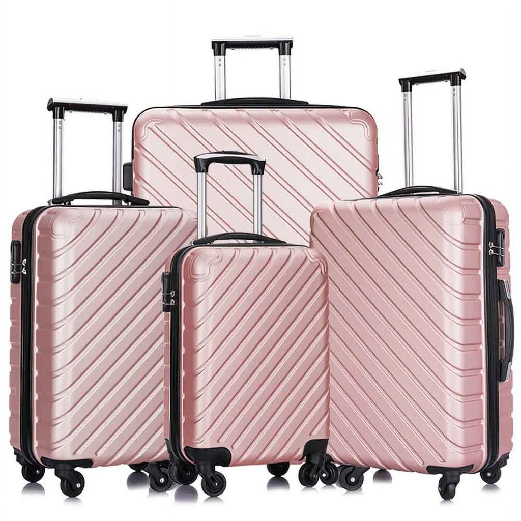 4 Luggage Luggage Piece gold rose Cover&Hanger Spinner Hardshell with On Suitcase,Carry Free Wheels Sets,Travel Inside