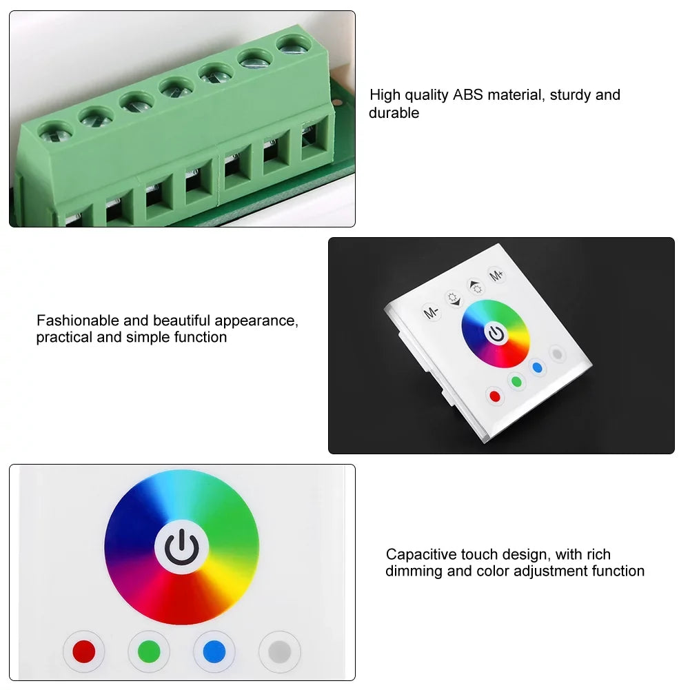 Switch Touch Touch RGBW Light(Black/White) Controller Controller, LED Panel Mounted Wall Panel, Wincal Touch LED Strip Dimmer for Panel Colorful Wall-Mounted