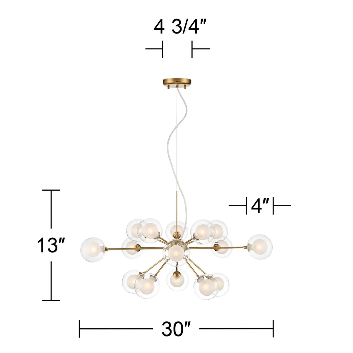 Chandelier Euro Shade Brass 30" Wide Century Spheres 15-Light Dining Sputnik for Kitchen Fixture Room Design Glass Mid Modern Possini Island Antique