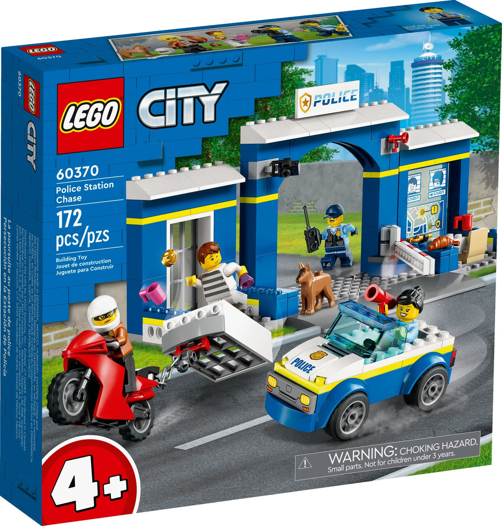 LEGO Toys Dog Station Minifigures Figure, Playset Motorbike, with 4 Years 60370, Car City Toy Police Chase and Jail, Kids for and Breakout Plus 4 Old