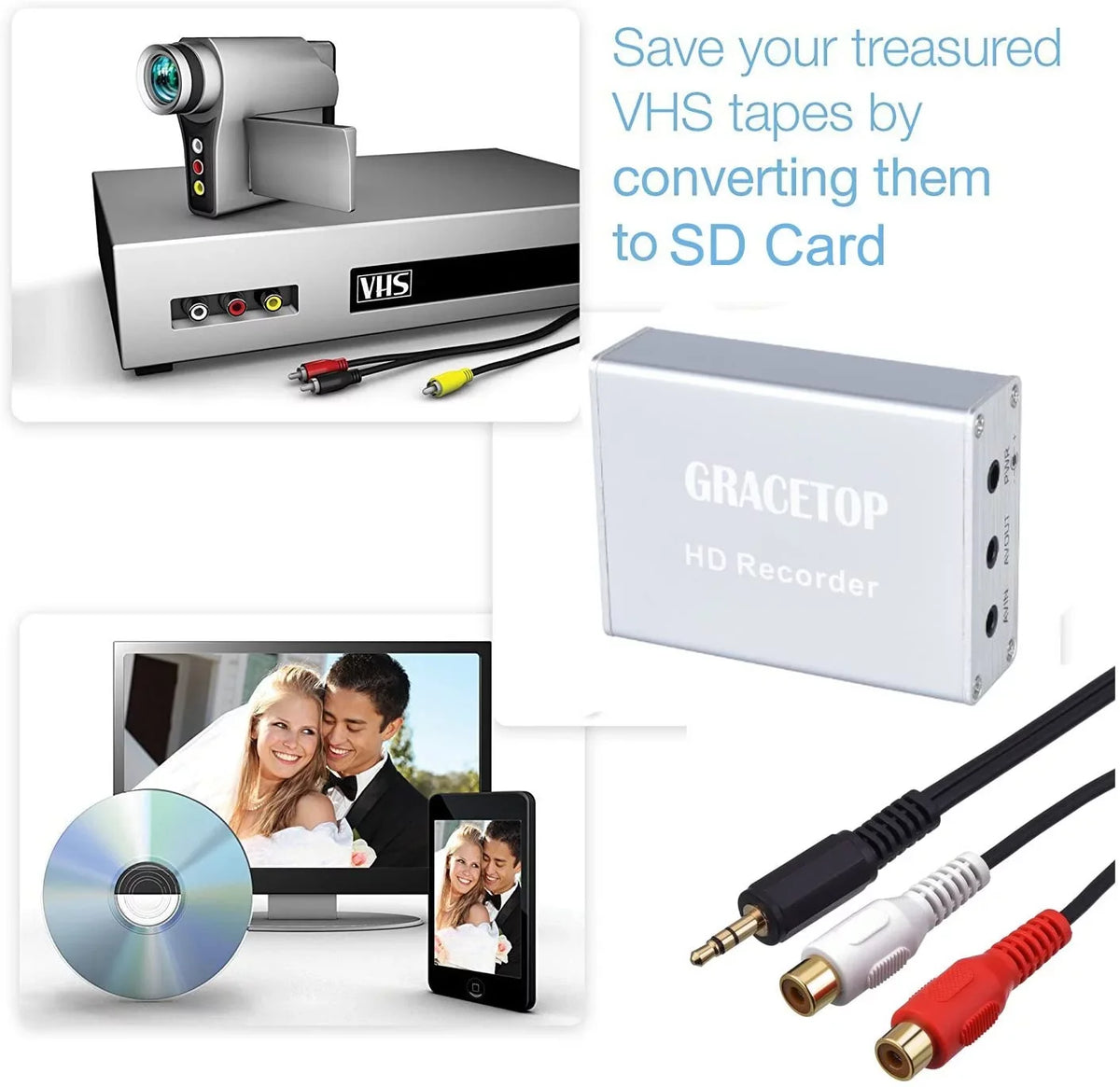 SD Digital Video CH1 Car Camera Real-time SD TV FPV Card Hi8 Card Recorder MPEG-4 Box DVR with Camera Mini Camcorder for Reader, DVD