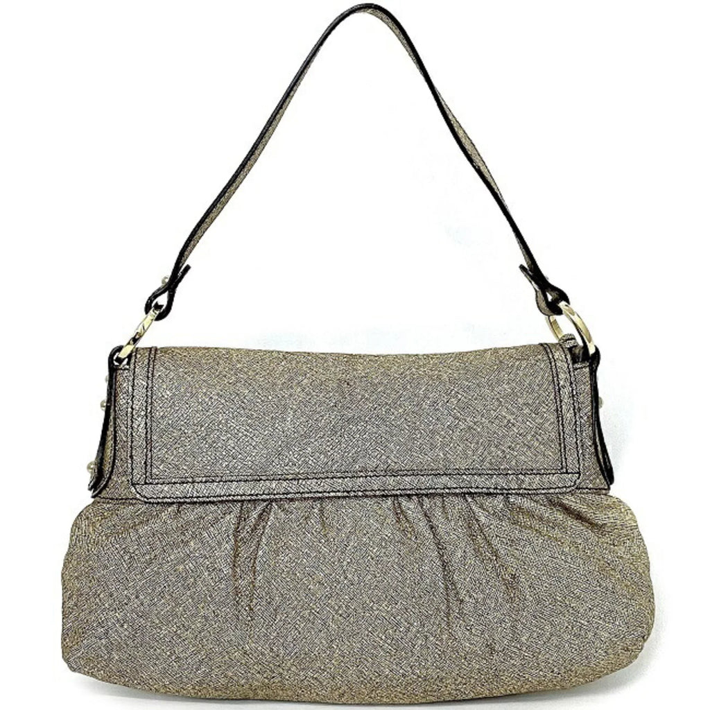 8BK042 Semi-shoulder Leather Gold One (Good) Pre-Owned FENDI Fendi Bag Shoulder Lame Flap Handbag Ladies Canvas