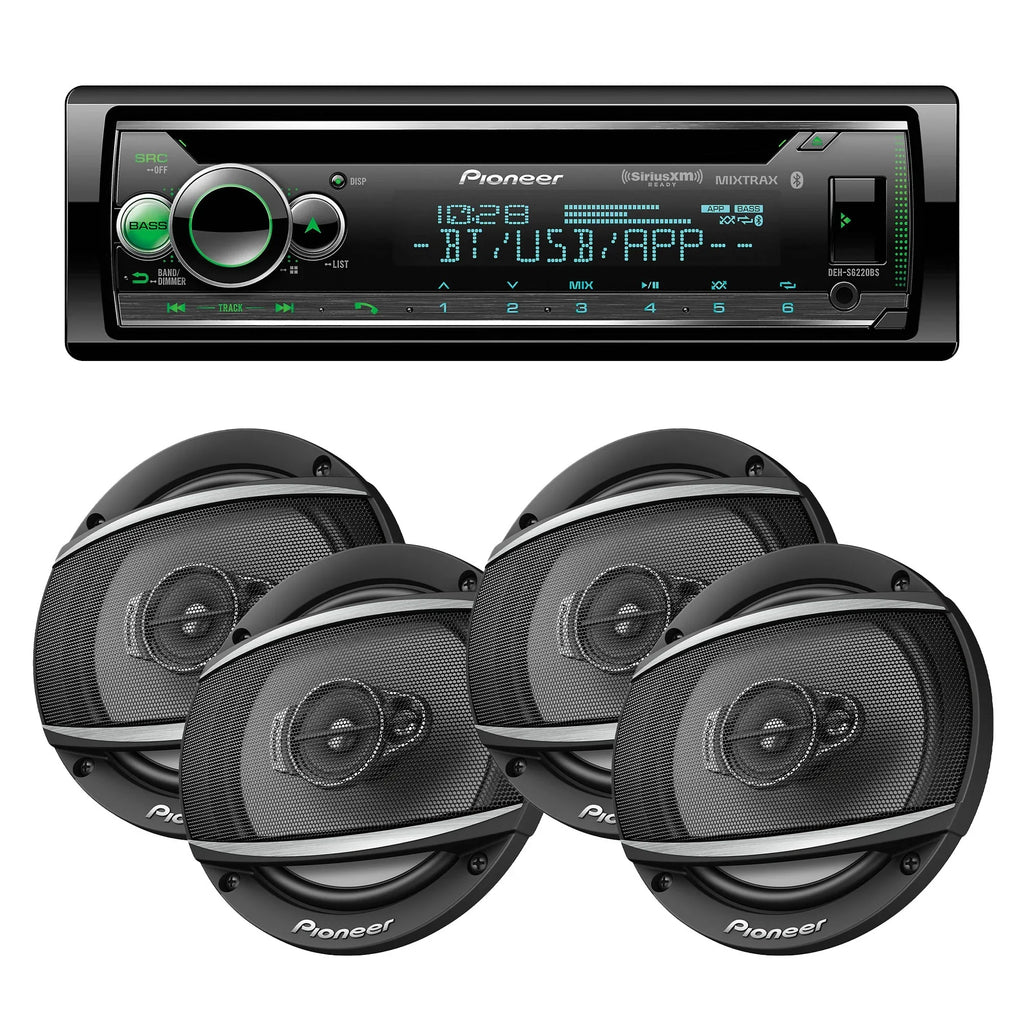 Amazon Coaxial Android/iPhone of 2 and Controls Pioneer 3-way 6-1/2" - DIN Alexa, - with including Single Pairs Speakers DEH-S6220BS Pioneer TS-A652F Bluetooth,