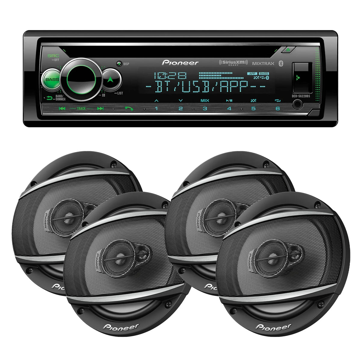 Amazon Coaxial Android/iPhone of 2 and Controls Pioneer 3-way 6-1/2" - DIN Alexa, - with including Single Pairs Speakers DEH-S6220BS Pioneer TS-A652F Bluetooth,