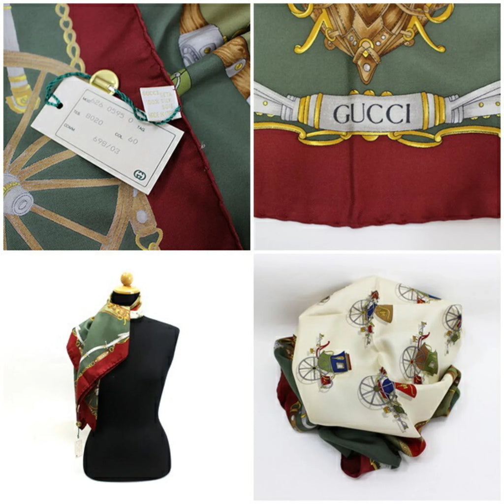 carriage (Like silk pattern ladies red scarf wine muffler green x Pre-Owned New)
