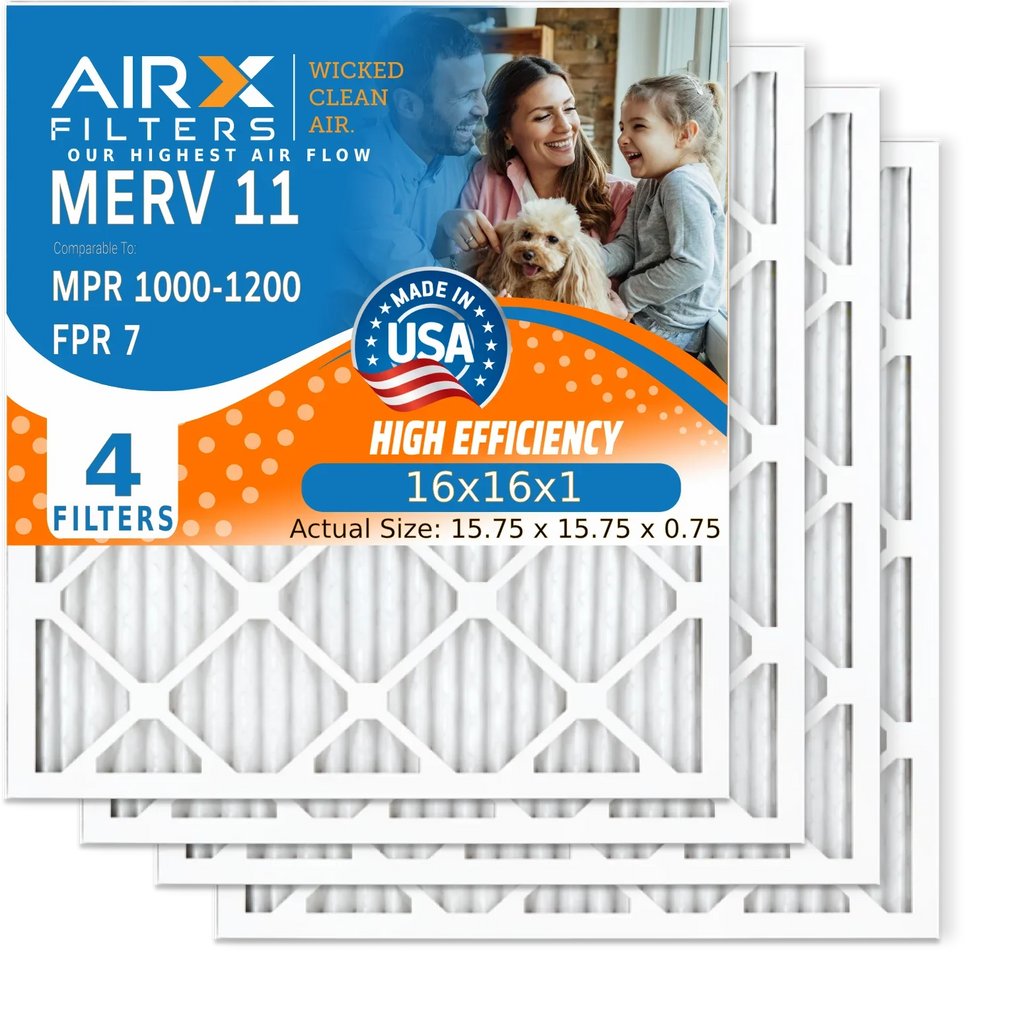 FILTERS Filters 7 Pleated Made AIR. Air 16x16x1 CLEAN Electrostatic 1200 & 4 AIRX MERV Pack 1000, 16x16x1 Filter to FPR Conditioner Filter MPR Premium by USA Furnace Comparable Air HVAC MPR WICKED 11