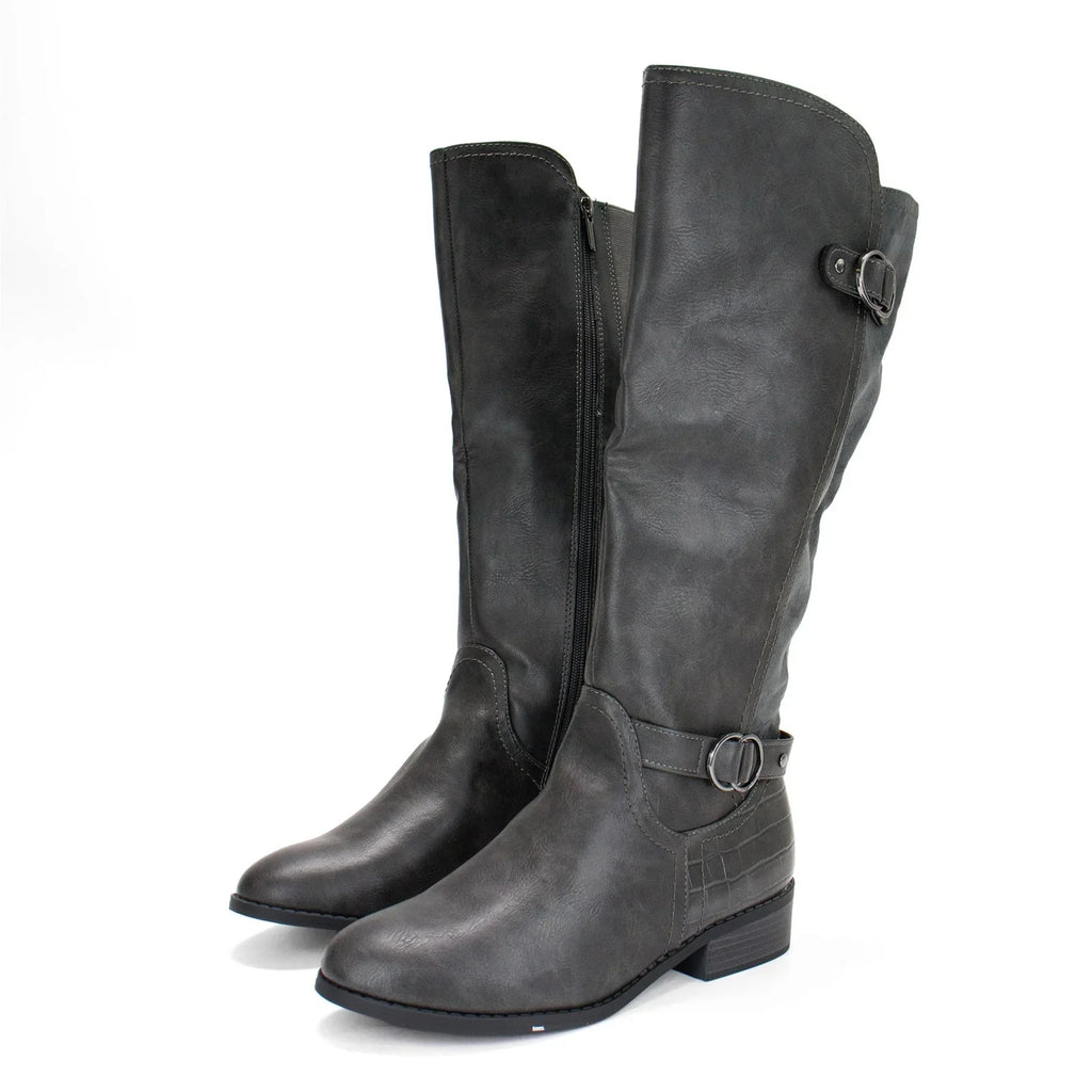 Calf Boot, Extra Wide Karen Leandraa Riding US Grey,8 Women's Scott M