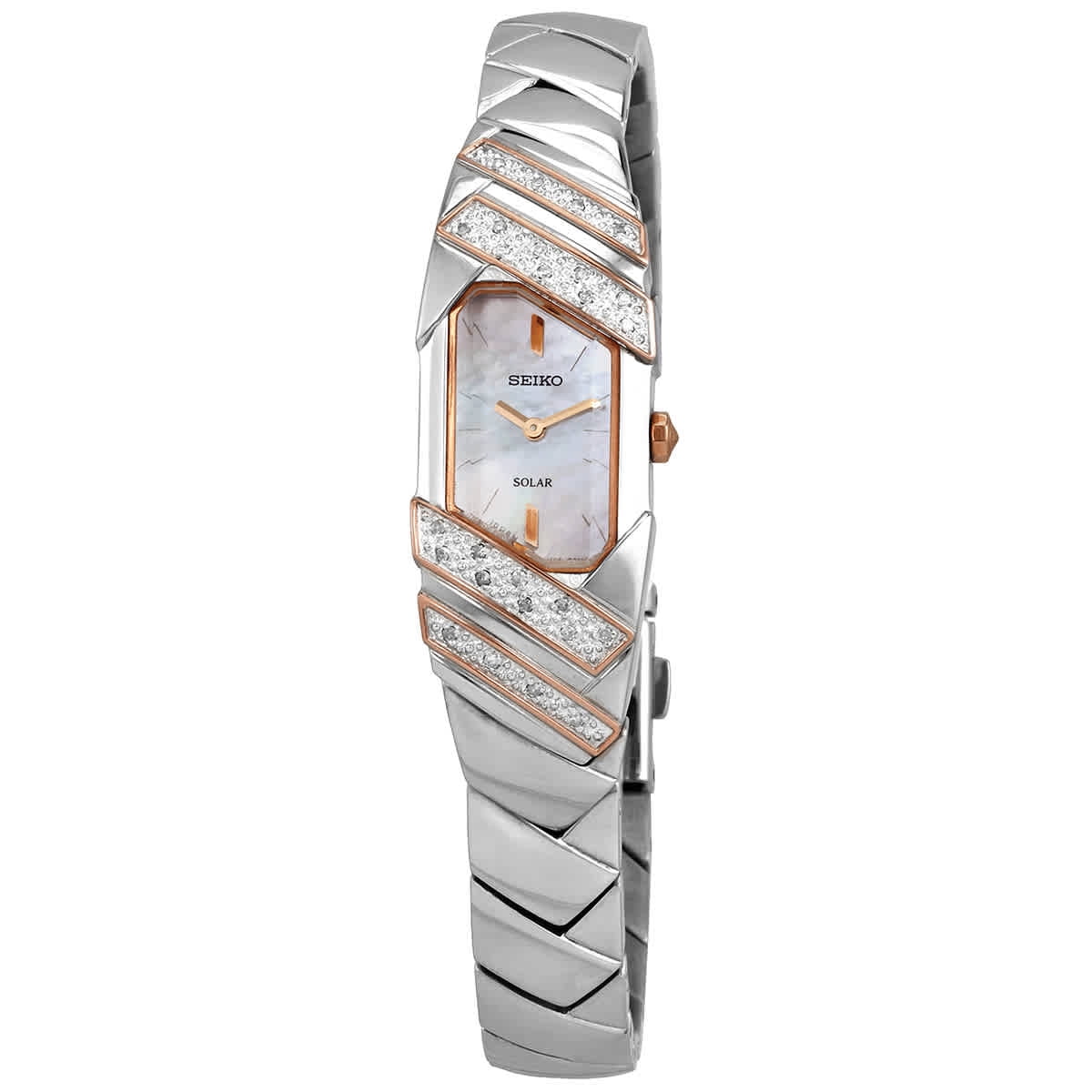 SUP332 Mother Diamond Dial and Pearl of with Seiko Steel Women's a Stainless Watch Solar