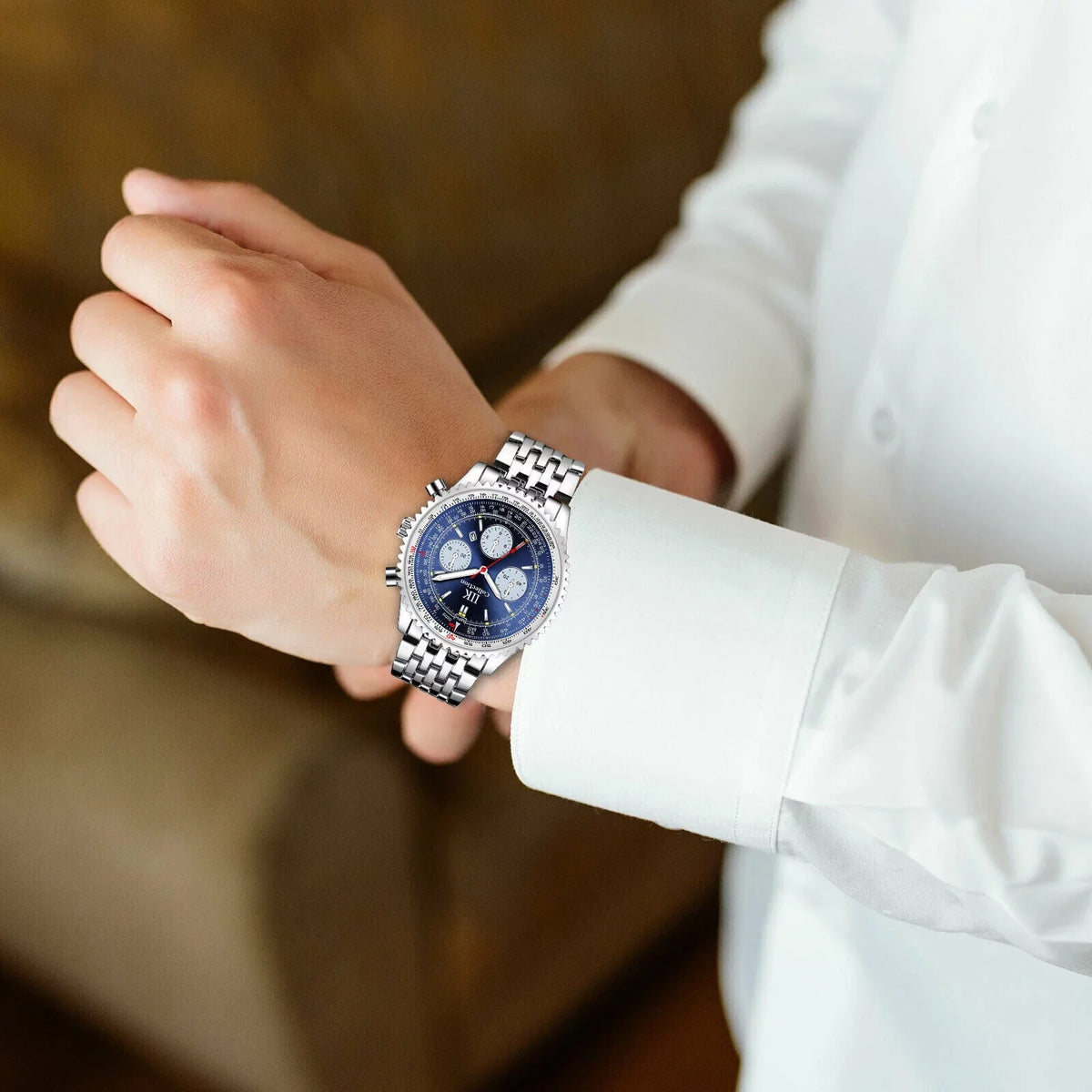 Steel Bracelet Stainless Men Relojes De Luminous Quartz Watch Waterproof Hombre