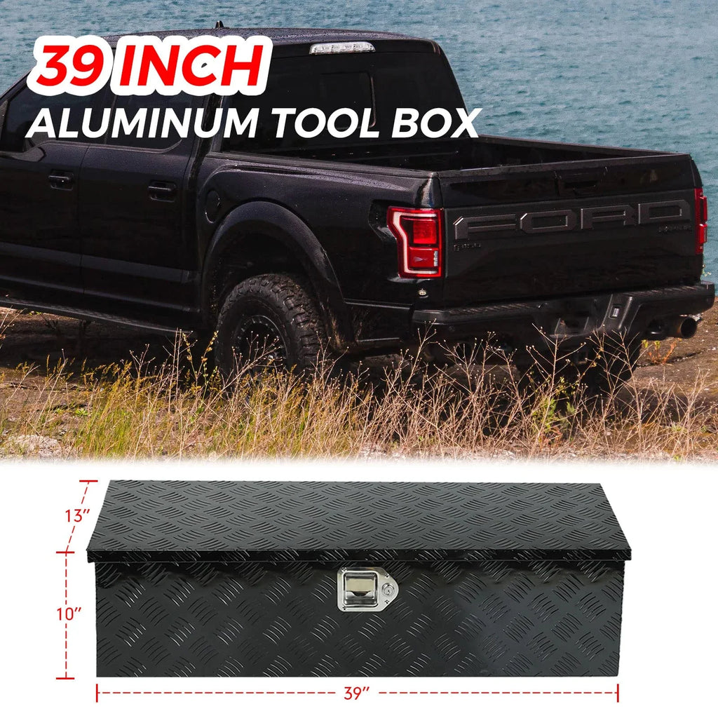 Storage Aluminum, Truck Lock x Keys, 13 Heavy 39 Pick 10 Up Confote Black Truck Box Waterproof, Duty Tool Bed Trailer Inches x and