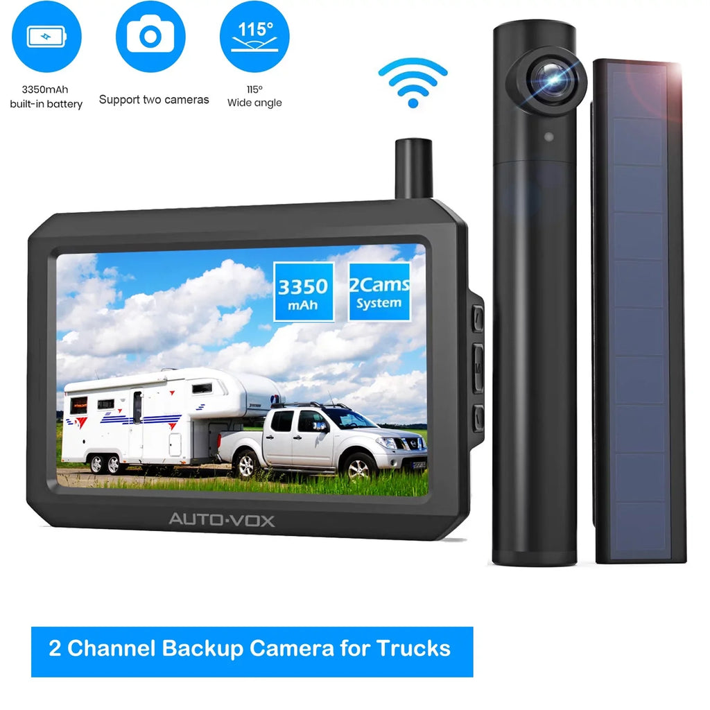 Wireless Highway View System Observation Auto-Vox Camera Trucks with for Backup Camera Solar Panel, Rear Trailer