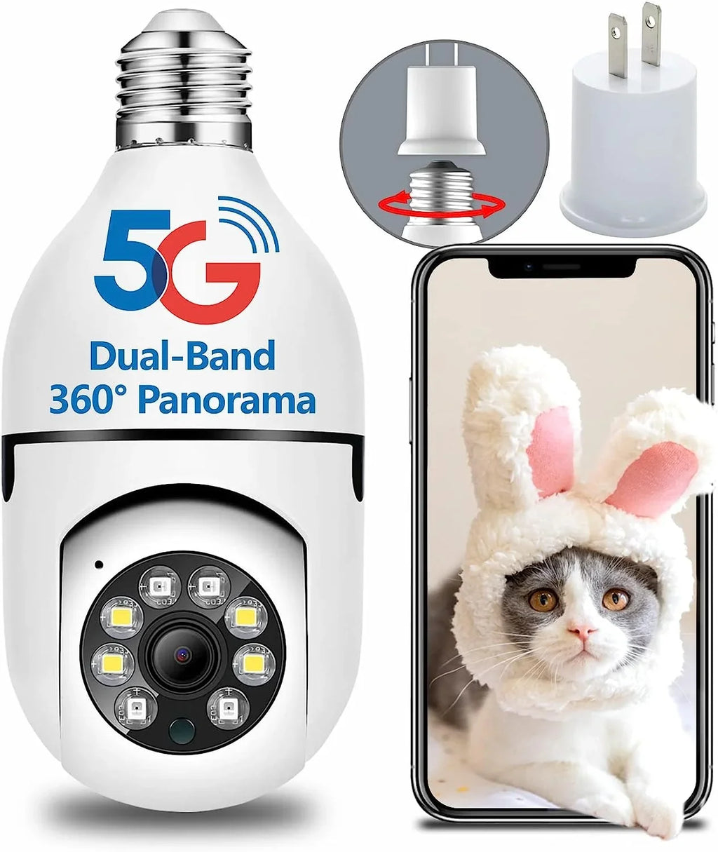 Color Bulb Light exterior 3MP Bulb Light Camera OwLUCK 5g-2.4ghz,Optiguard Camera Indoor 360° Security &