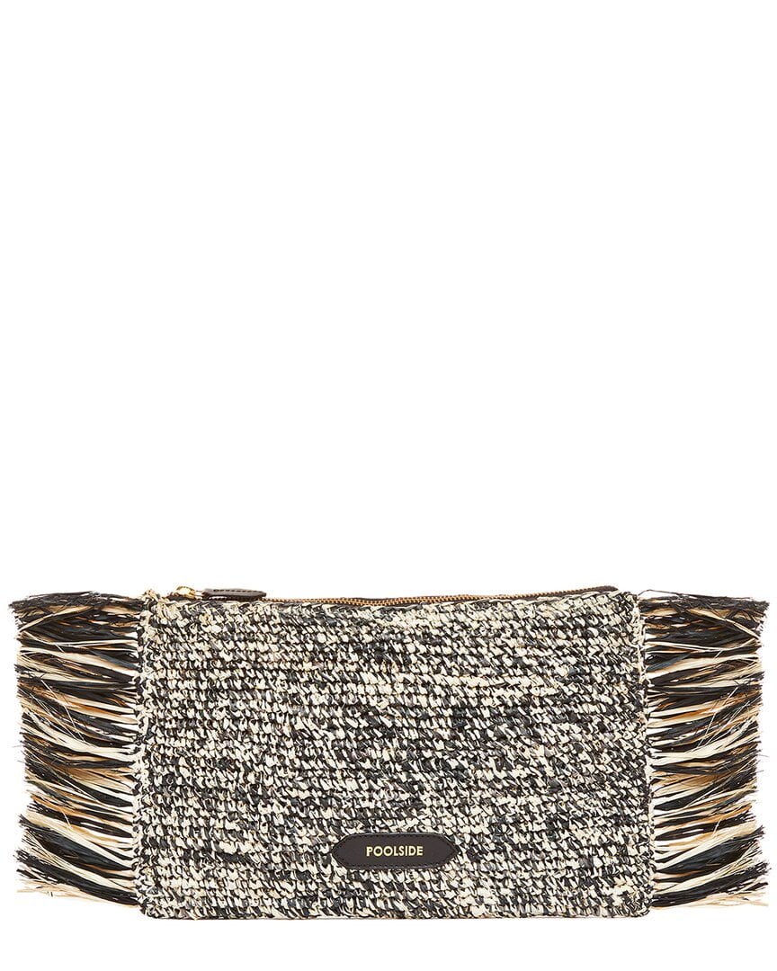 Black Clutch, POOLSIDE Raffia Tropical Fringe