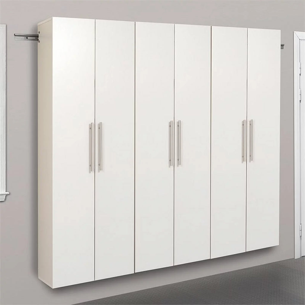 White Wall Cabinet Row Garage Mounted Piece Large Set 72" Pemberly in 3