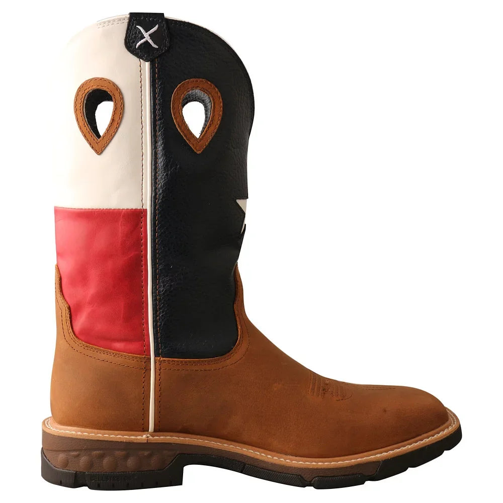 Texas X Soft Toe Men`s Boot MXB0007 12` Twisted Flag D Brown Twisted Light Boots Work 9 Brown X