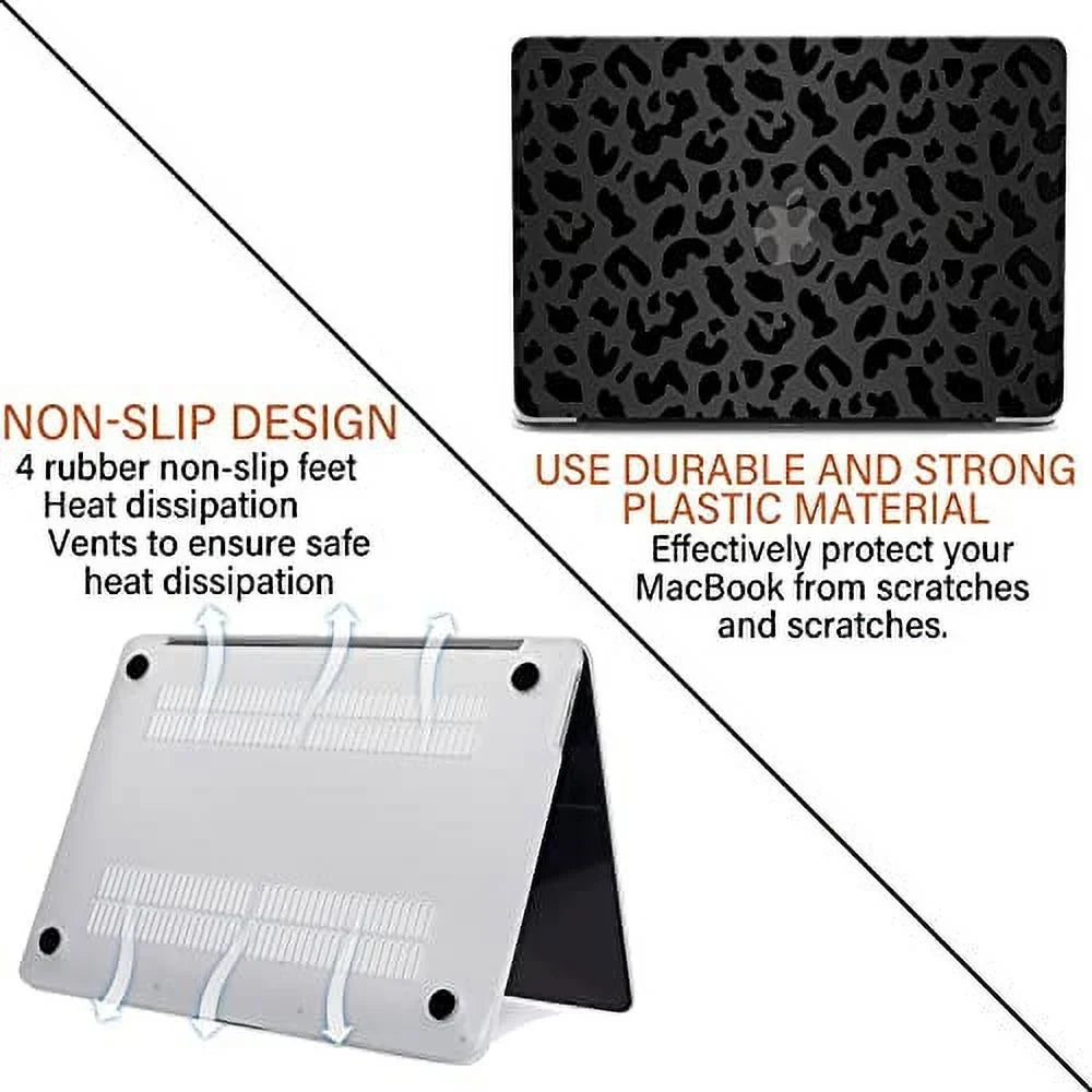 ID Keyboard Shell（Black Leopard GABraden Print） 2016 Protectors,Laptop 2 (A2338 and 2017 pro M1 2018 Touch MacBook Hard Pack inch with 2019 /A2159/A2251/A2289/A1989/A1706)with Case,2020 13 Compatible