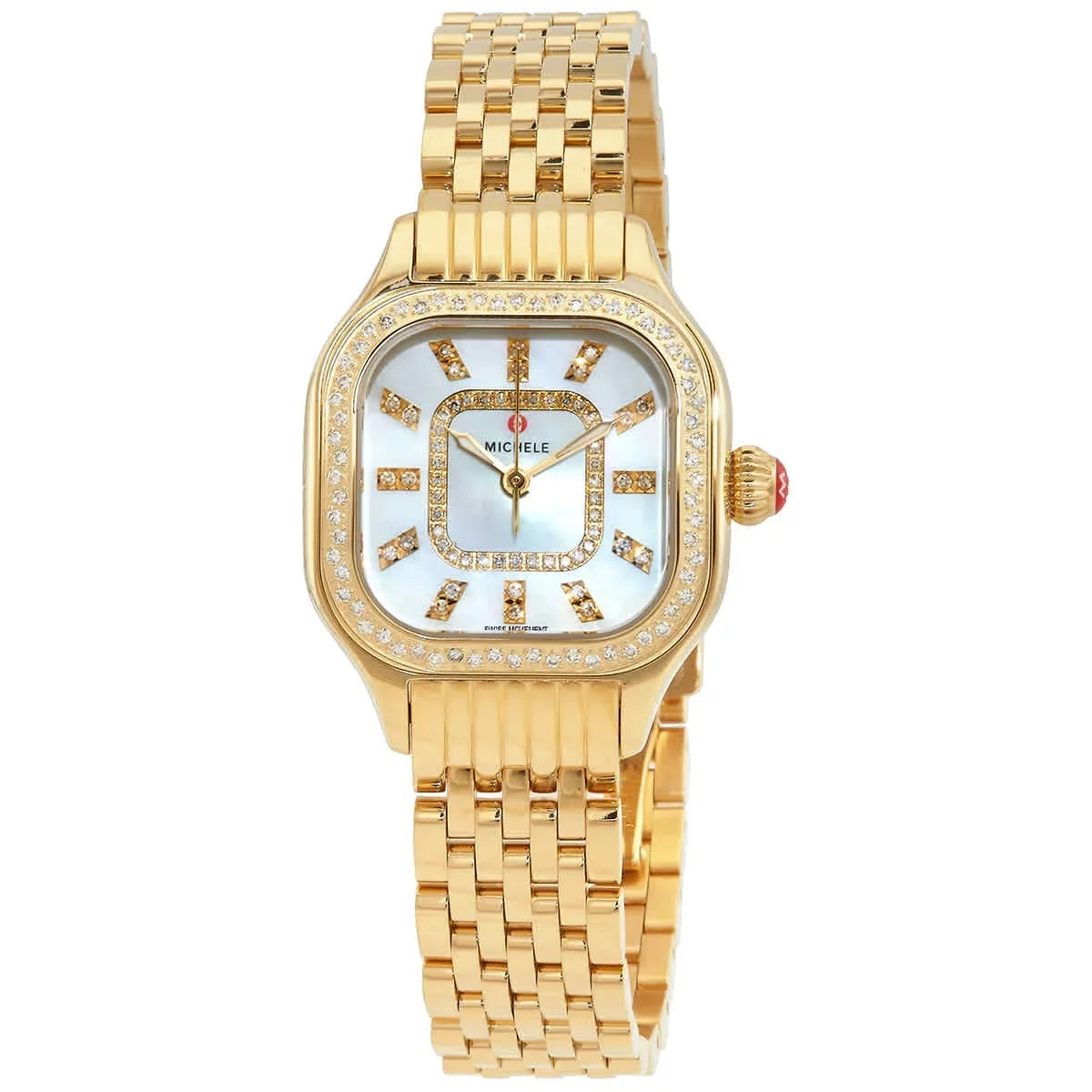 Steel Watch Pearl MWW33B000003 Dial Diamond Mother Meggie Gold-tone of Michele Women's