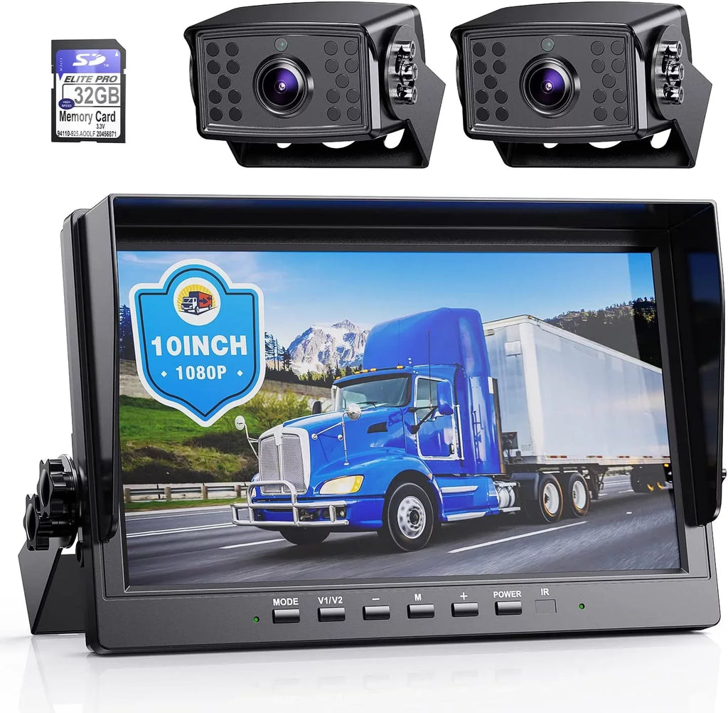 or Waterproof eRapta IP69 Van 1080P Car Camera for Backup Camera 10'' Wired Truck Backup Monitor HD Trailer RV