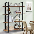 Room, with Shelf, Rustic Bookshelf, Brown DIQIN Shelves Bookcase Display Home Frame, Open Office, 4-Tier for Metal Living Tall Book Bedroom,