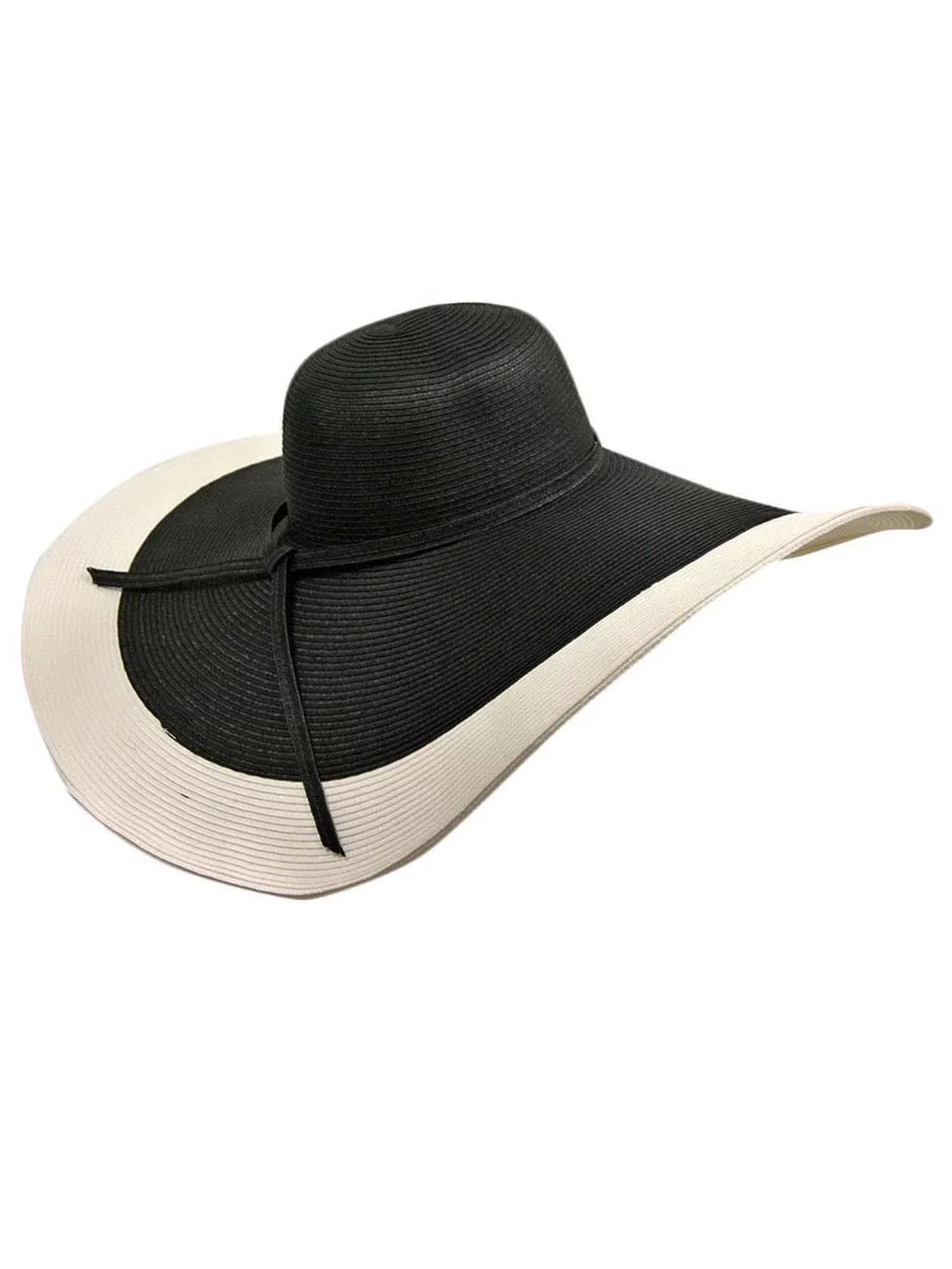 With Floppy Hat Black Brim & Wide White