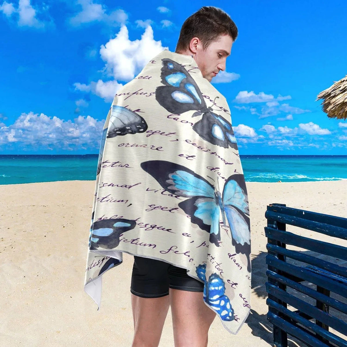 （207） Camping Butterflies Lightweight Compact Super Holiday Absorbent Towel Quick Travel Oversized Towels for Towel Dry - Swimming Bestwell - Beach