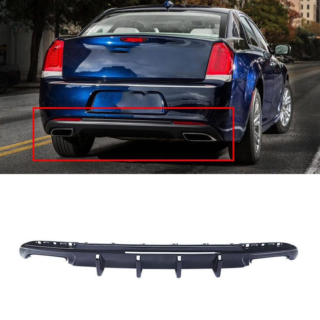 Lip 2015-2022 for Black NINTE Back Gloss Rear Exhaust Chrysler 300 SRT Diffuser Square