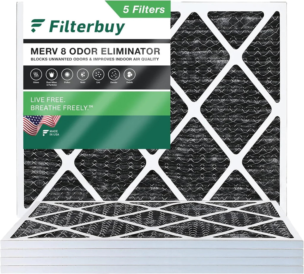 AC Pleated Air Activated with 8 Odor MERV Eliminator 14x18x1 HVAC Filterbuy (5-Pack) Carbon Furnace Filters