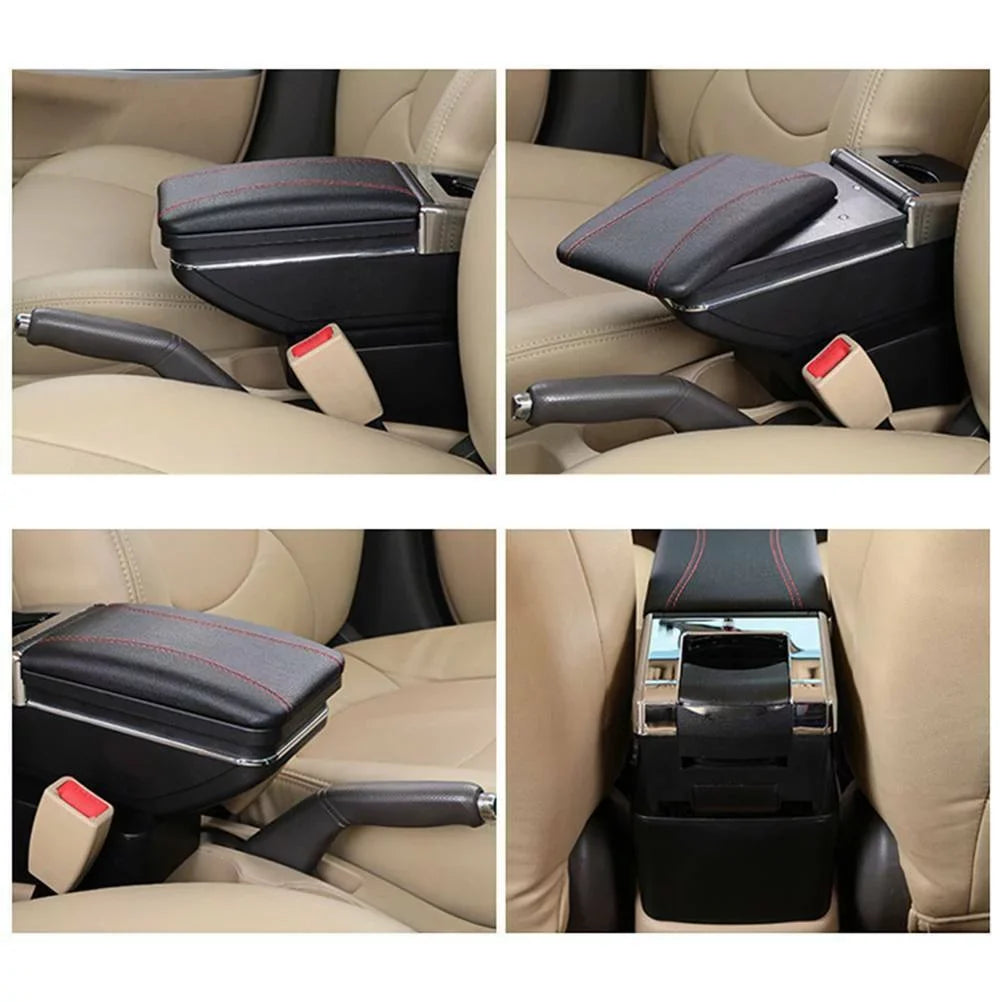 Storage Console Box Console Car for 2007-2011 Versa Leather OUKANING Box Latio Nissan Tiida Center Center Rotatable Black Armrest
