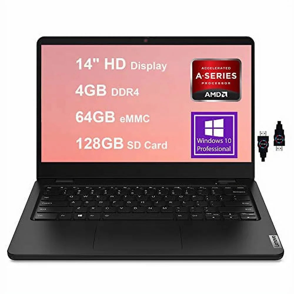 HDMI HDMI eMMC Card Series DDR4 3015e Black Ideapad Radeon Pro Graphic Win10 14 2 AMD | Gen 128GB 3000 HD AMD Processor 14" 4GB | 64GB | Cable | + SD 14W Display Laptop Anti-Glare Business