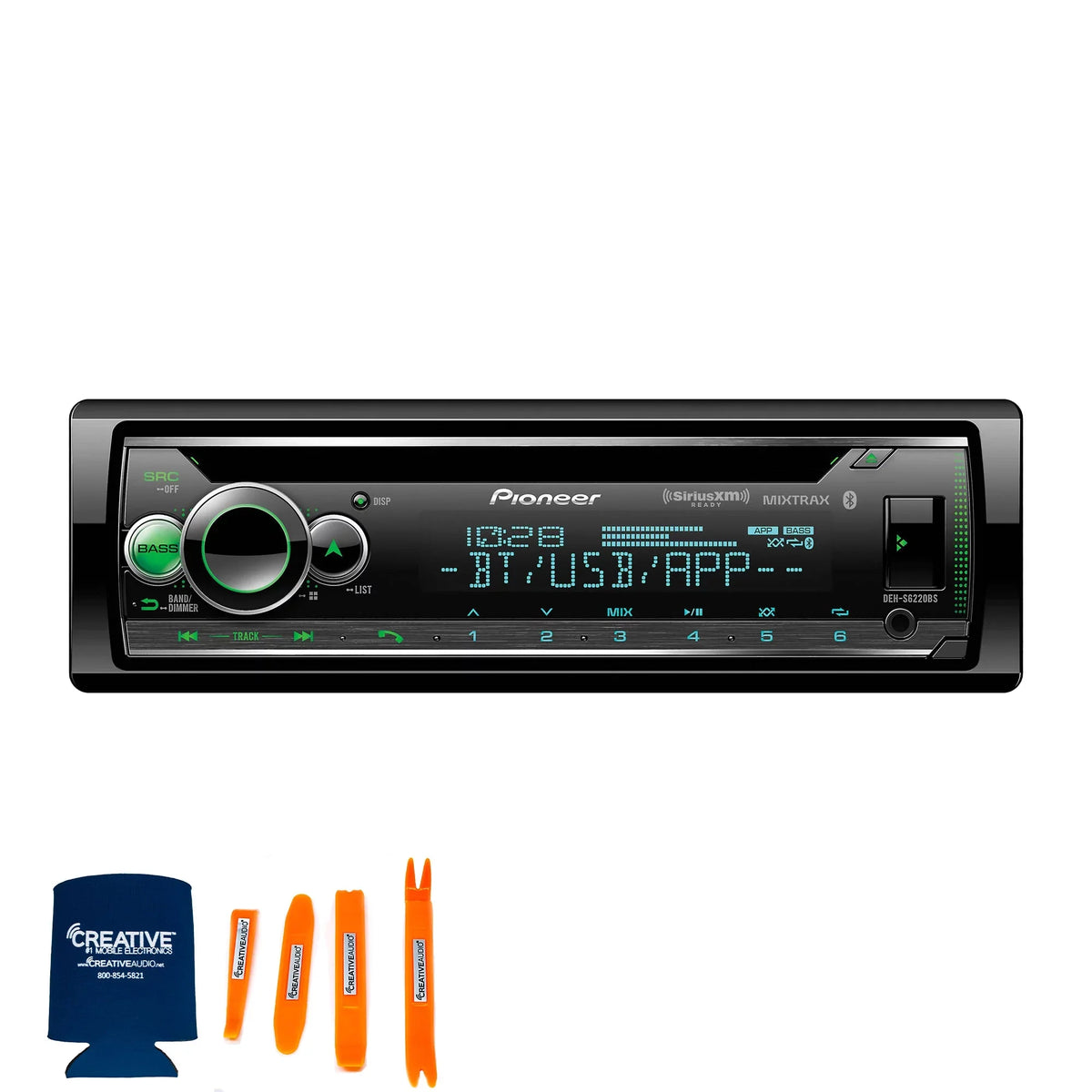 Amazon Coaxial Android/iPhone of 2 and Controls Pioneer 3-way 6-1/2" - DIN Alexa, - with including Single Pairs Speakers DEH-S6220BS Pioneer TS-A652F Bluetooth,