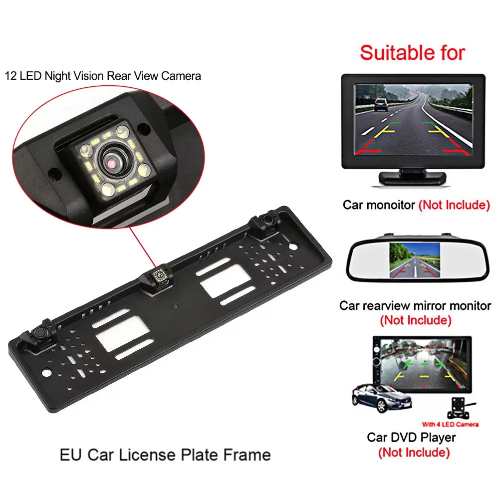 European Plate Parking 12 Sensor License Camera System View Frame and - Rear Integration Camera LED with Reversing