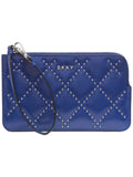 Wristlet Women's Rhinestone DKNY Leather Faux Blue Quilted