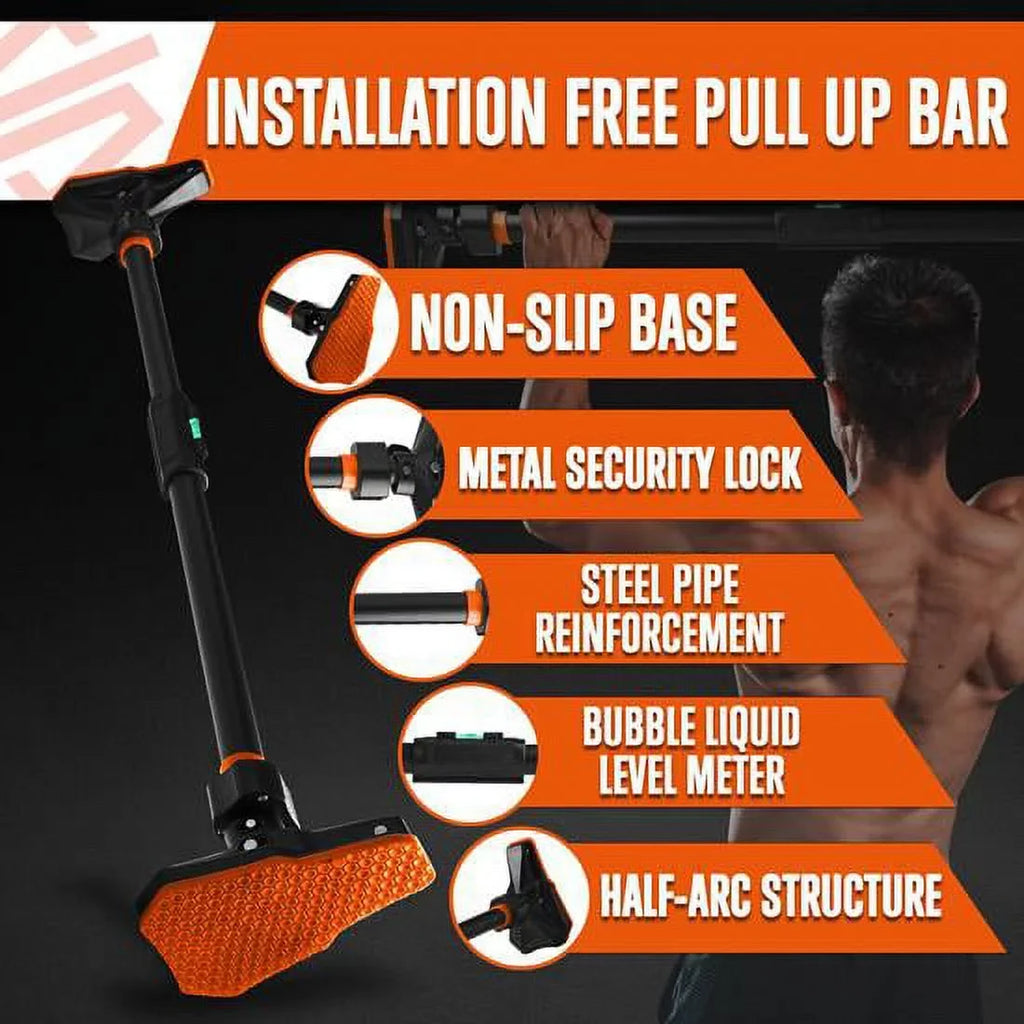 and 56 37 to black color Bar Pull-up 48” SQUATZ inches, ,orange Adjustable -Adjustable Width