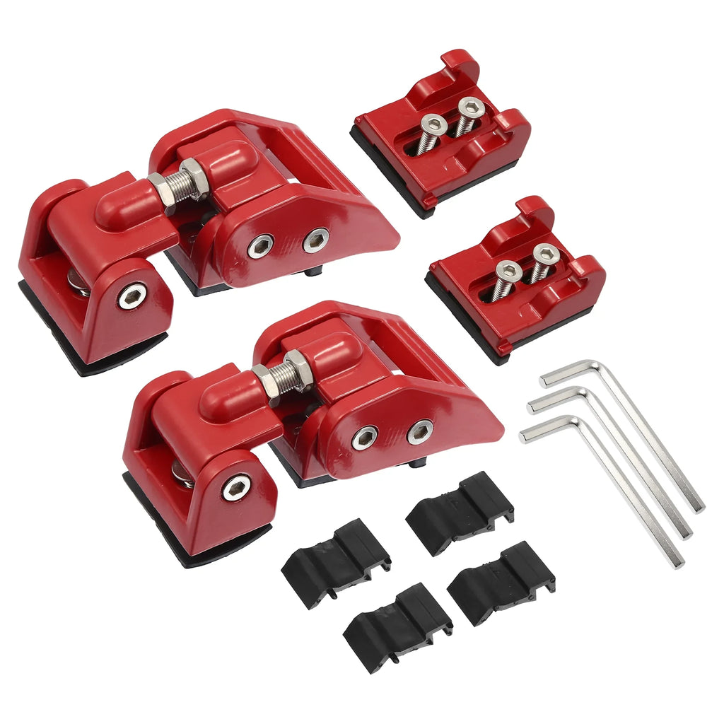 Hood Door Catch 4 Red Front & Unique Fit Jeep 2 Unlimited Wrangler for Door JK 1 Hood Bargains Locking Latches Pair