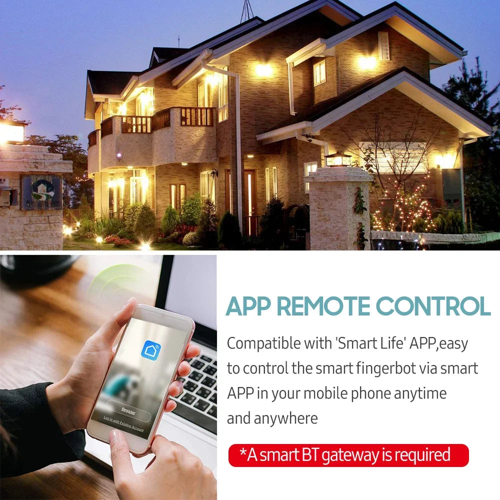 Automation Home Control Timer Required) BT Home Pusher Control Schedule Smart Controller Controller Voice APP Switch Gateway Appliances Fingerbot (BT Fingerbot