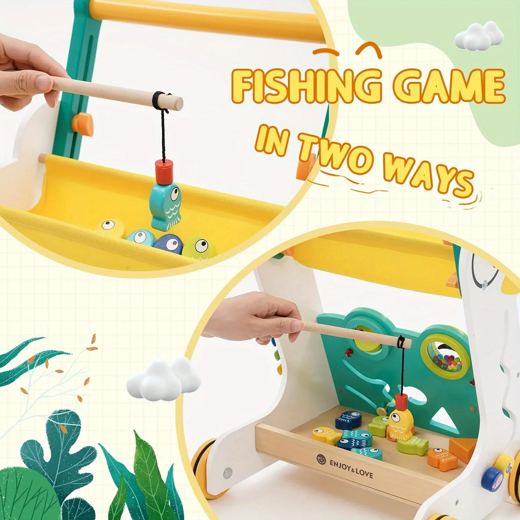 Activity Center Toy Baby Kids with for Boys Girls Multiple Infants Learning Wooden Baby Sorter Along Walker Xylophone Entertainment Walker Push Sit-to-Stand Shape Fishing Trolley Push Toddler