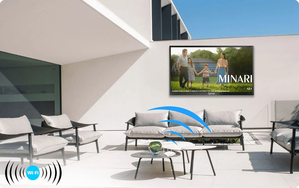 WiFi UHD SYLVOX TV, Pool High TV, Waterproof Sun Outside Brightness, exterior 4K Smart 55" Series 2000nits Restored Full Bluetooth IP55 Television Built-in APP, exterior Support (Refurbished)