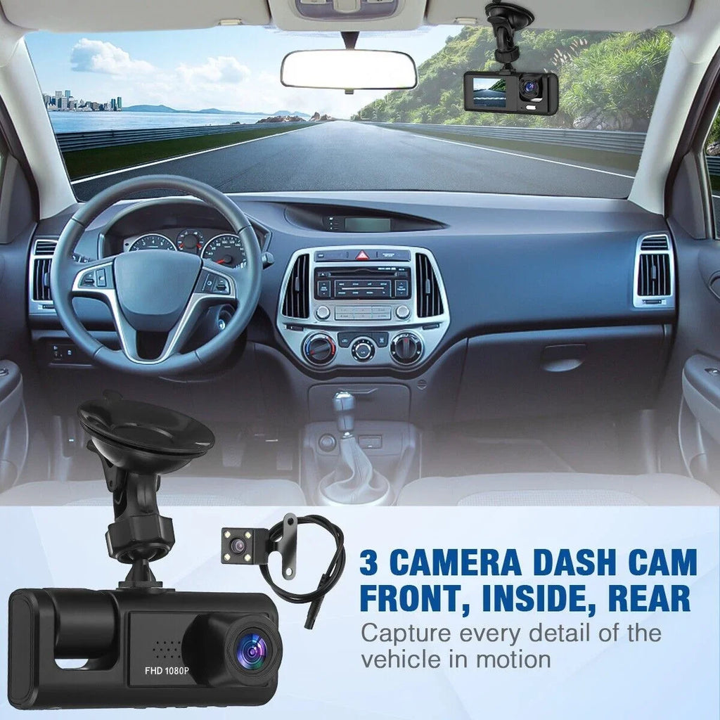 Car Recorder 1080P G-sensor Dash Lens Camera Dual Front/Rear/Inside Video Cam