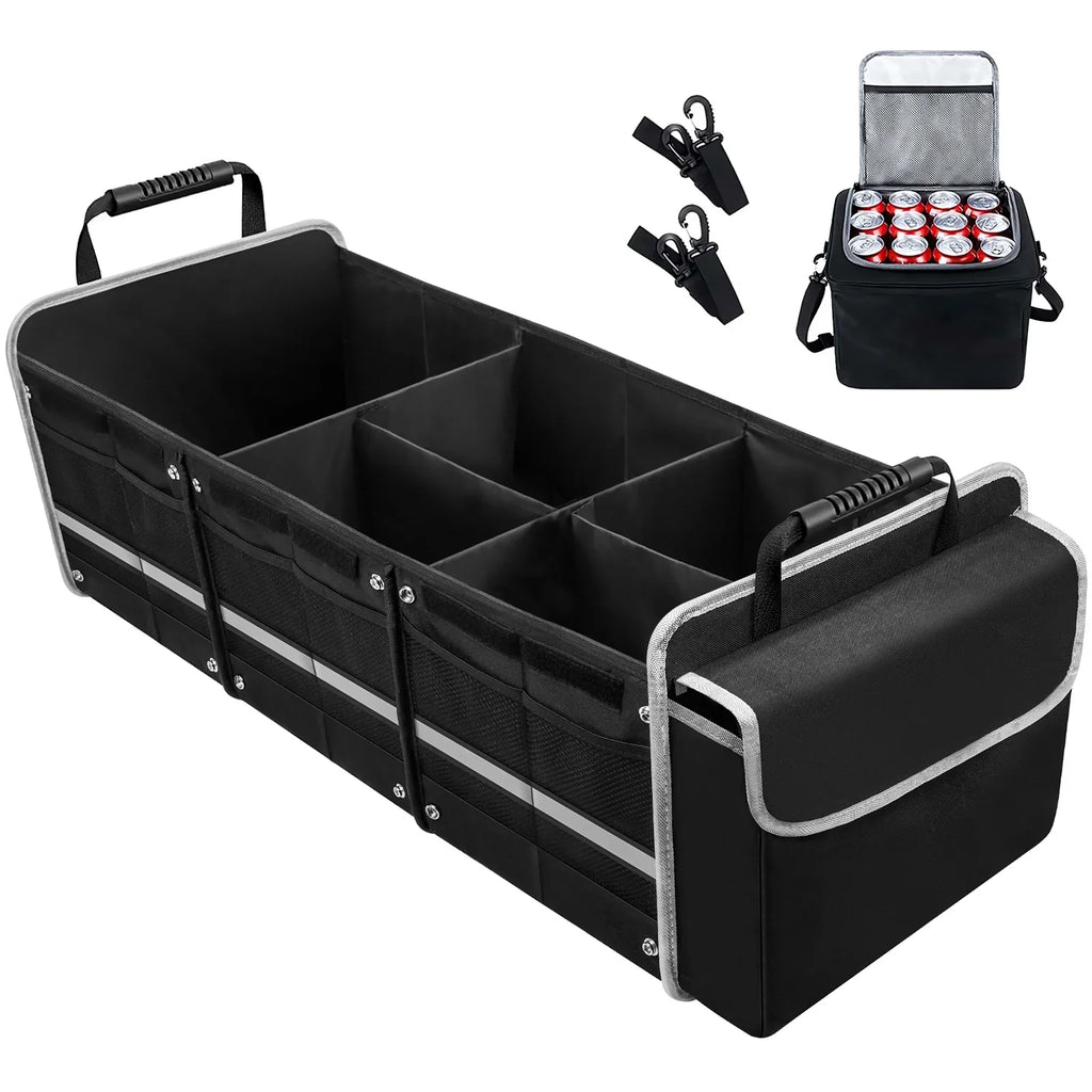 4 for Multi Bag Trunk Cooler SUV Car Truck Organizer, Leakproof Storage in 1 Box Trunk with Compartment Insulated Collapsible Storage Car