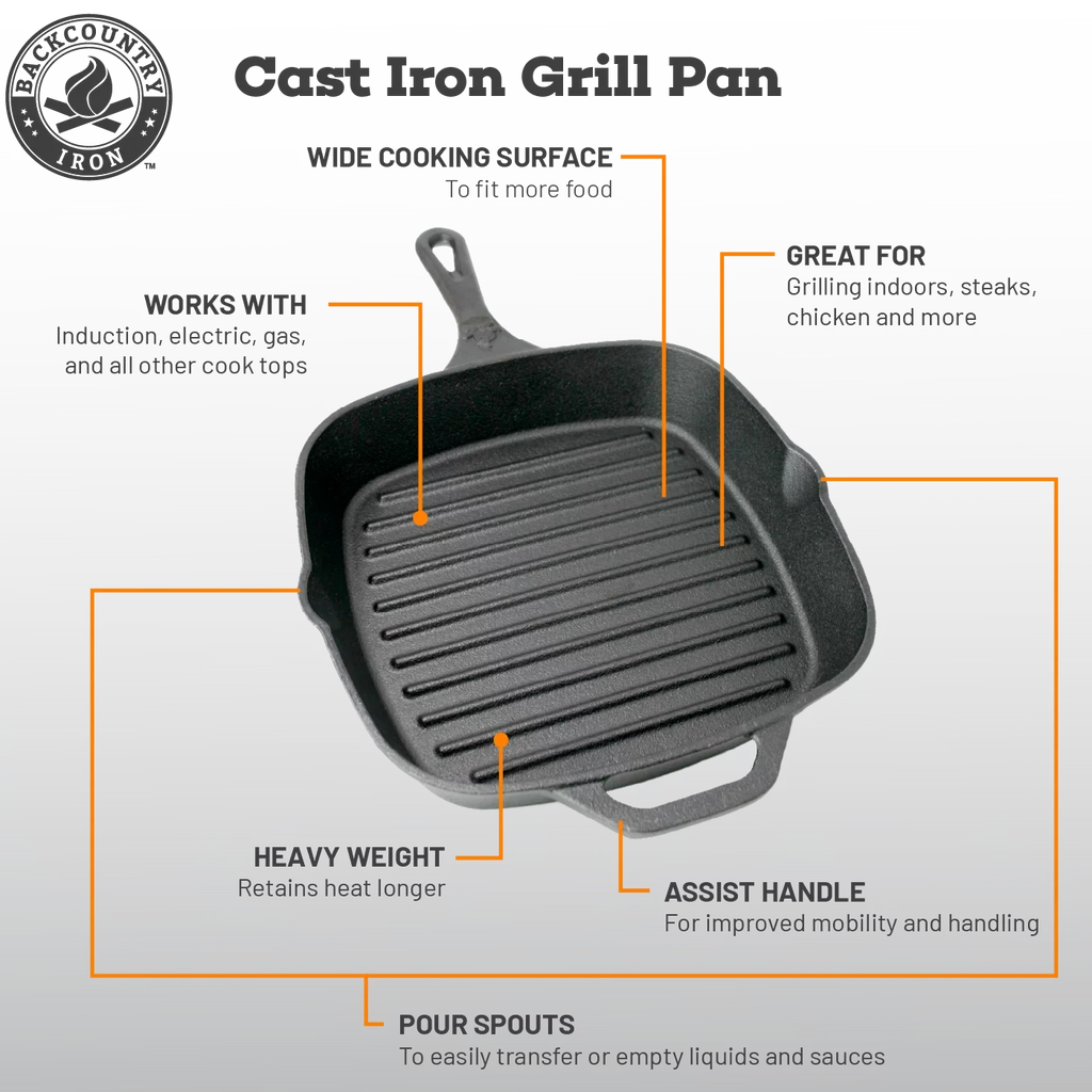 Pre-Seasoned Pan Grill Iron Cast Inch Medium Square Backcountry 8 Iron