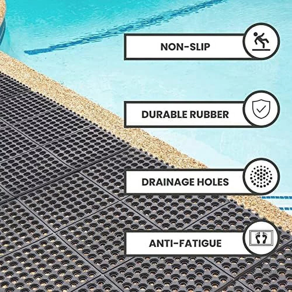Door 36 Non-Slip Bar Indoor X Floor 36 For Kitchen Rubber exterior Pool Interlocking Anti Mat Inch Durable Drainage, Flooring Floor Mat Restaurant Fatigue Shower Garage